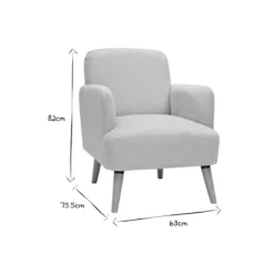 Fauteuil en tissu effet velours texturé beige et bois clair isko