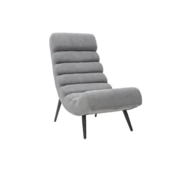 Fauteuil en tissu effet velours gris et métal noir taylor
