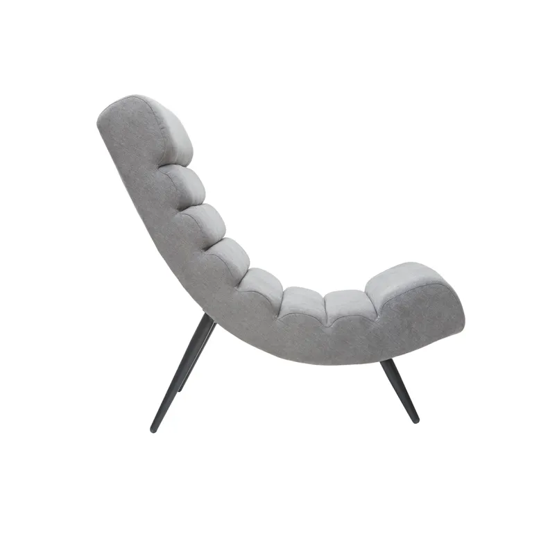 Fauteuil en tissu effet velours gris et métal noir taylor
