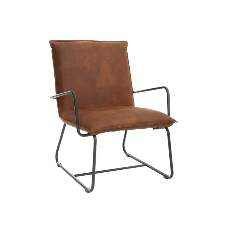 Fauteuil marron et métal noir mercy