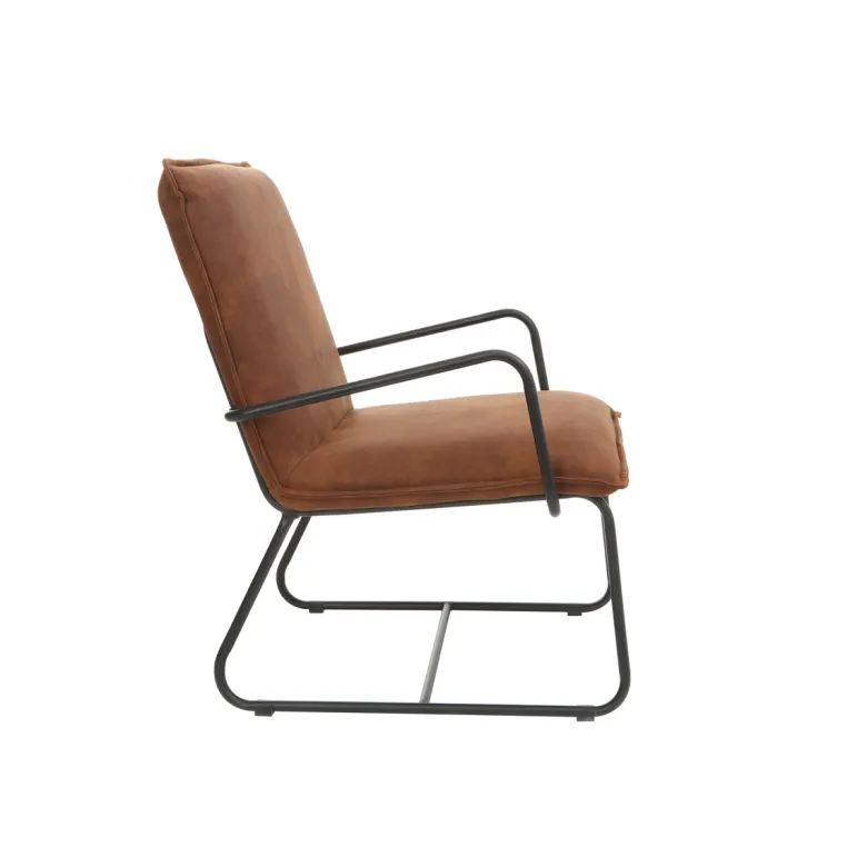 Fauteuil marron et métal noir mercy