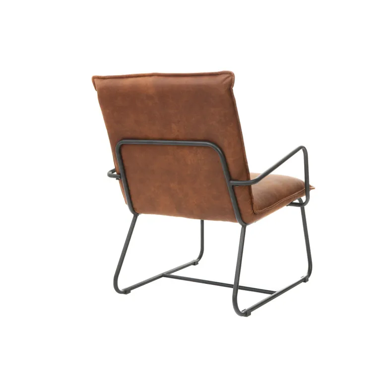Fauteuil marron et métal noir mercy