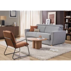 Fauteuil marron et métal noir mercy
