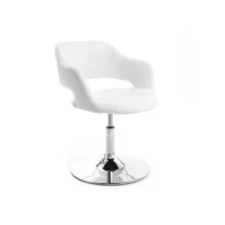 Fauteuil pivotant blanc et acier chromé jessy