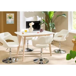 Fauteuil pivotant blanc et acier chromé jessy