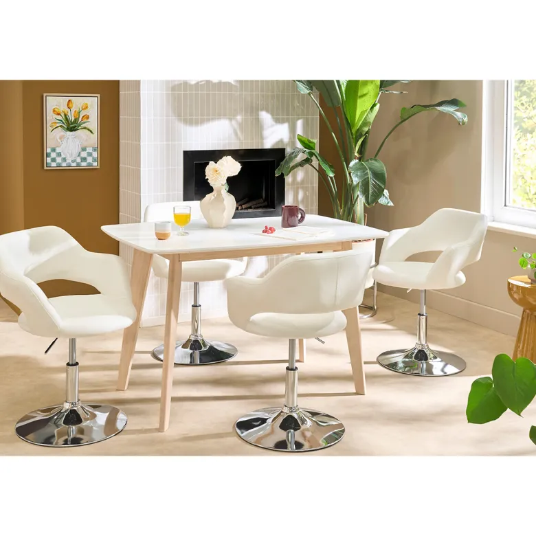 Fauteuil pivotant blanc et acier chromé jessy