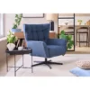 Fauteuil pivotant en tissu effet velours texturé bleu foncé et métal avery