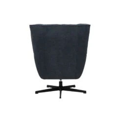 Fauteuil pivotant en tissu effet velours texturé bleu foncé et métal avery