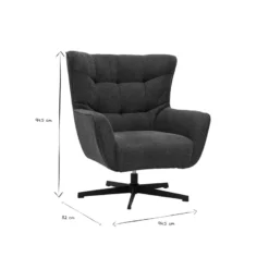 Fauteuil pivotant en tissu effet velours texturé bleu foncé et métal avery