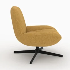 Fauteuil pivotant en tissu effet velours jaune moutarde - elvis