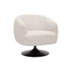 Fauteuil pivotant en tissu effet bouclette beige et métal noir bowie