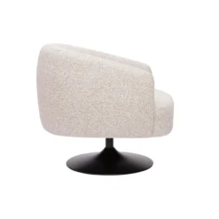 Fauteuil pivotant en tissu effet bouclette beige et métal noir bowie