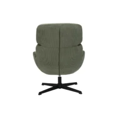 Fauteuil pivotant en tissu velours côtelé vert kaki et métal noir klem