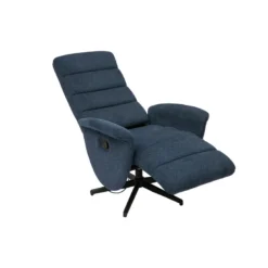 Fauteuil pivotant relax manuel en tissu chenille bleu foncé nelson