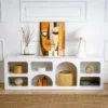 Ferlis buffet bas 7 niches design organique blanc 160x50cm
