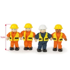 4 figurines de constructeur en bois