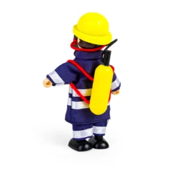 4 figurines de pompier en bois
