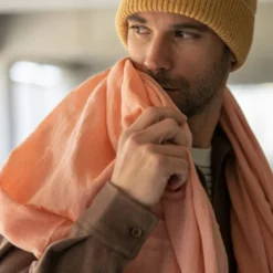 Foulard en coton bio jacquard orange