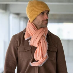 Foulard en coton bio jacquard orange