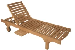 Fun - bain de soleil avec roulettes en bois teck