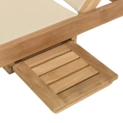 Fun - bain de soleil bois teck et textilène couleur beige