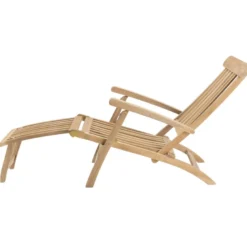 Fun - chaise longue de jardin en bois teck brut