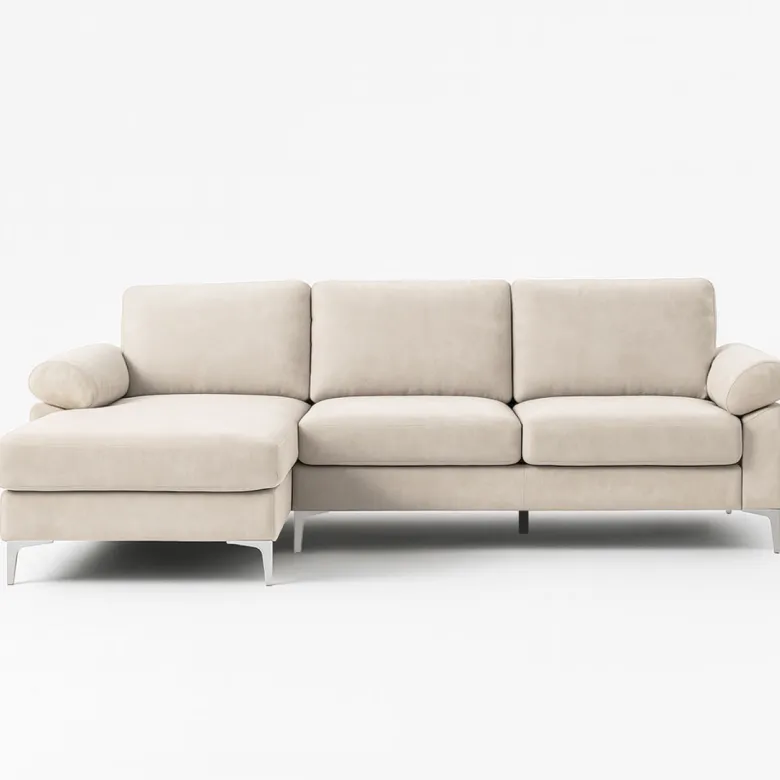 Galway canapé d'angle gauche 4-5 places en velours beige