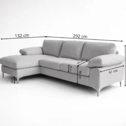 Galway canapé d'angle gauche 4-5 places en velours beige
