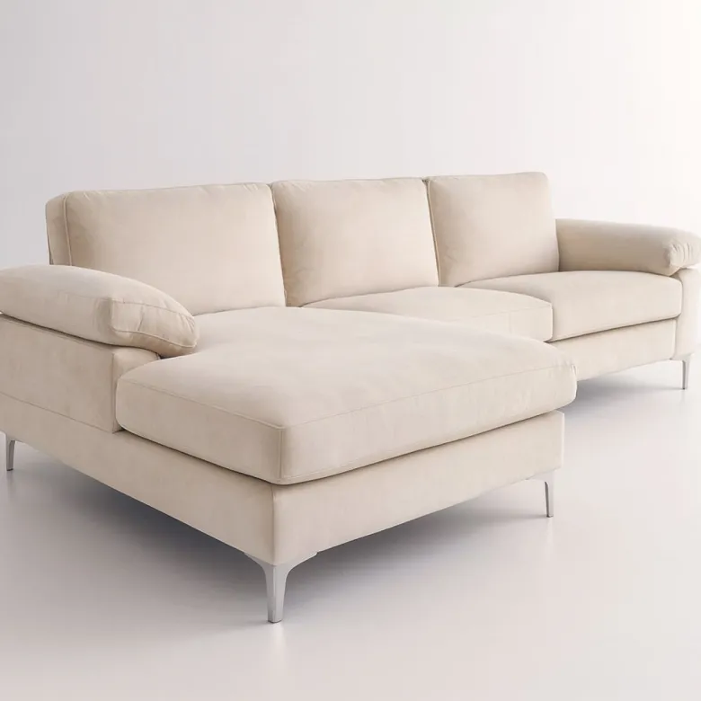 Galway canapé d'angle gauche 4-5 places en velours beige
