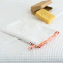 Gant de toilette en coton bio blanc