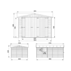 Garage en bois naturel - h222x516x324 cm 15 m² - beige