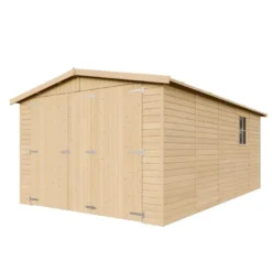 Garage en bois naturel - h222x516x324 cm 15 m² - beige