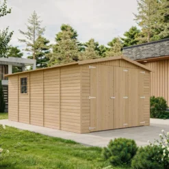 Garage en bois naturel - h222x516x324 cm 15 m² - beige