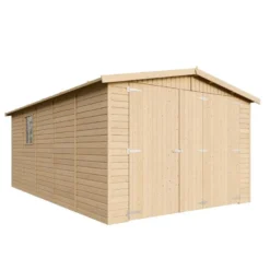 Garage en bois naturel - h222x516x324 cm 15 m² - beige