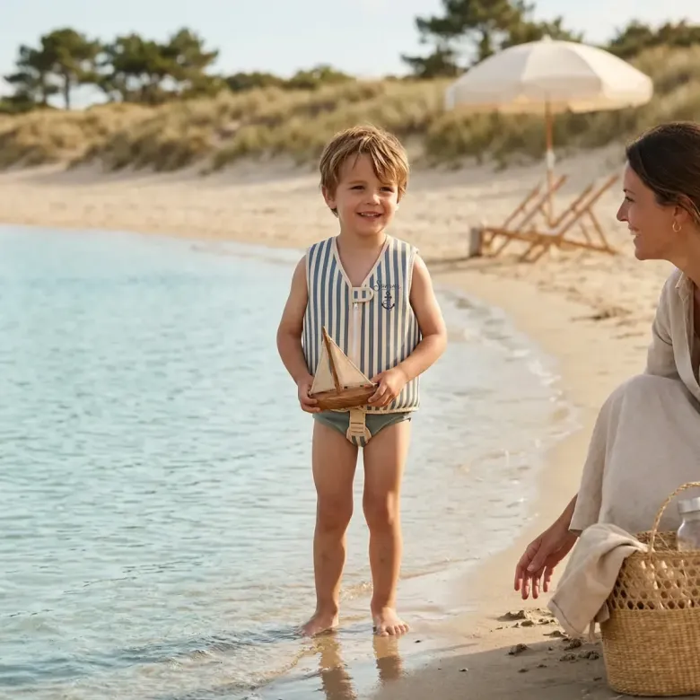 Gilet de natation pour enfant en néoprène bleu
