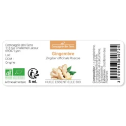 Gingembre (zingiber officinale) - huile essentielle bio - 10ml garantie chromace