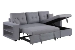 Glasgow canapé d'angle droit convertible en tissu gris 4 places