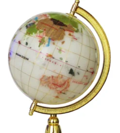 Globe terrestre 15cm blanc 1 pied