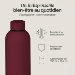 Gourde isotherme 750ml - bordeaux