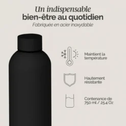 Gourde isotherme 750ml - noir