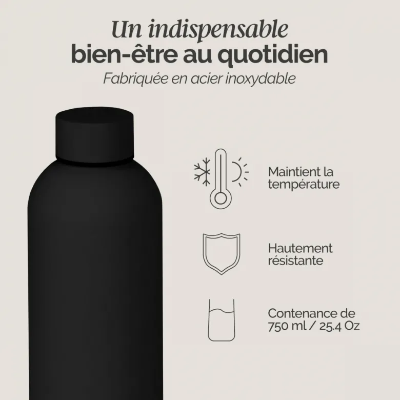 Gourde isotherme 750ml - noir