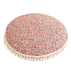 Grand coussin de sol motif fleurs rose