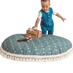 Grand coussin de sol pour coin lecture enfant vert