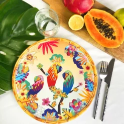 Grande assiette mélamine perroquets 28cm
