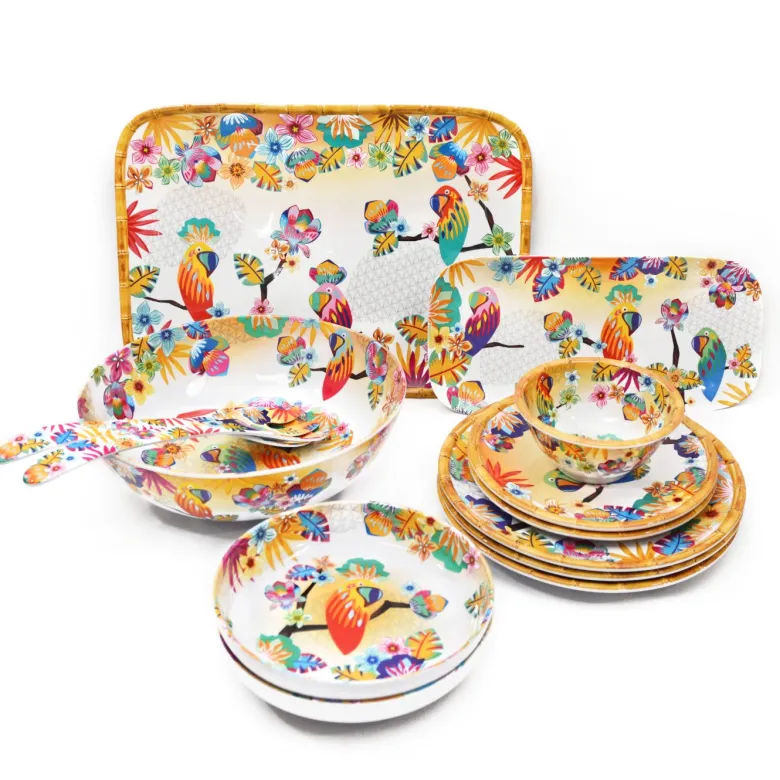 Grande assiette mélamine perroquets 28cm