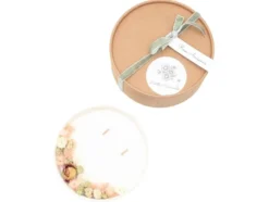 Grande bougie fleurs séchées rose ancienne