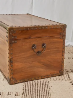 Grande malle en bois clair et laiton n°243