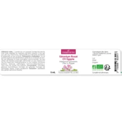 Géranium rosat cv egypte - huile essentielle bio - 10ml, garantie chromacert® -