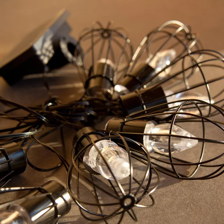 Guirlande cage 10 ampoules noir keny