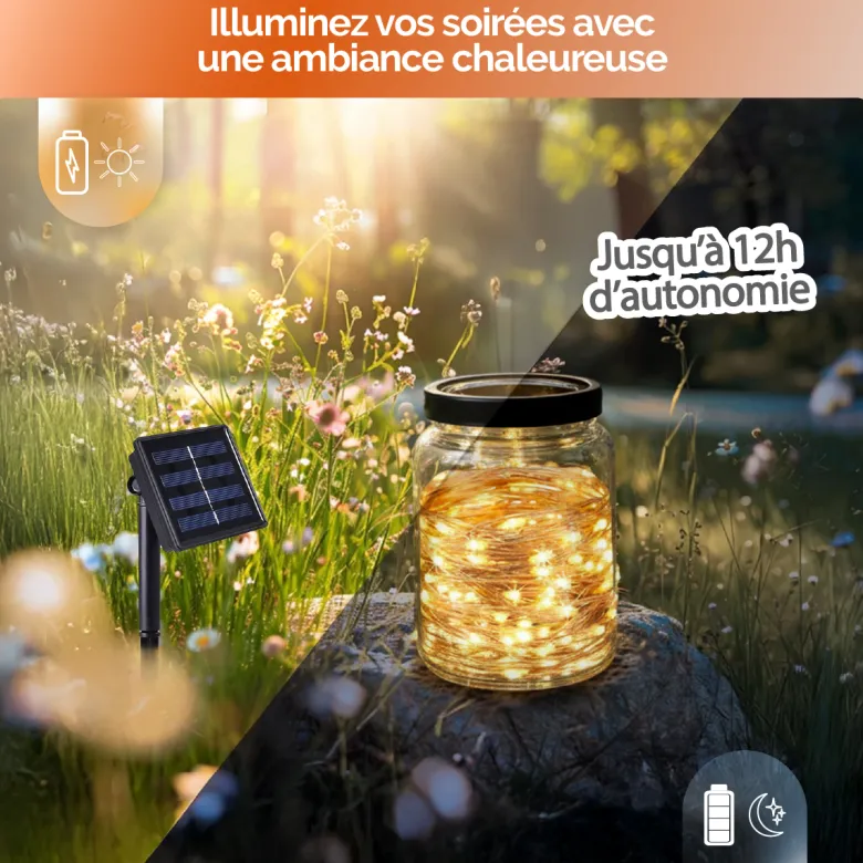 Guirlande solaire 7 m - blanc chaud